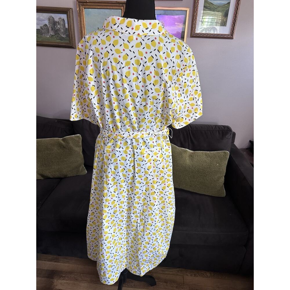 Boden Lemon Print Anastasia Shirt A-line Cotton Poplin Dress Women US16/18R - Picture 3 of 9